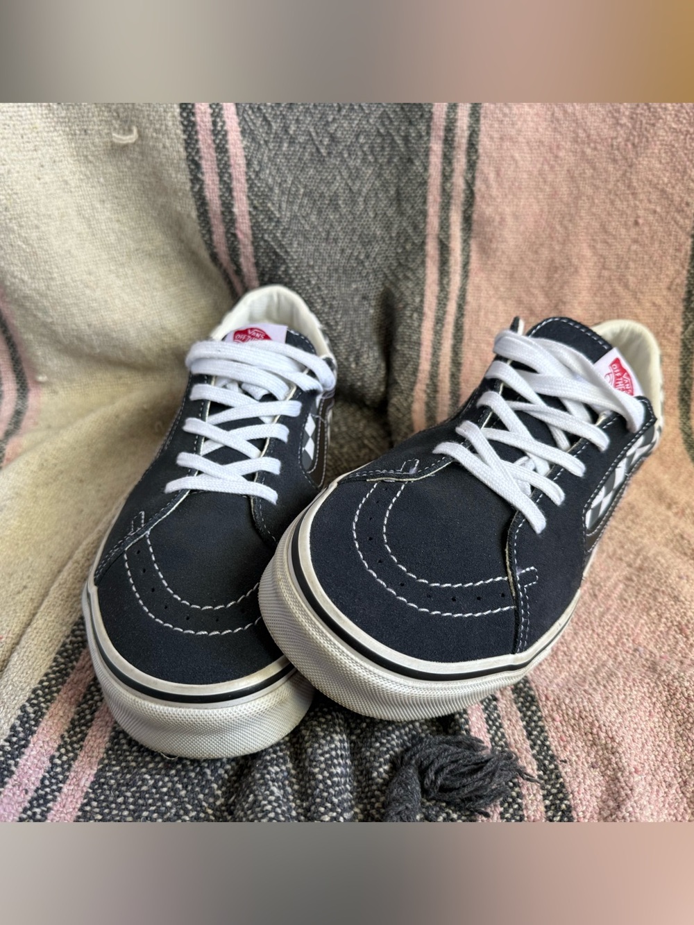 Unisex Vans Black Skate-Style Sneakers with White Laces